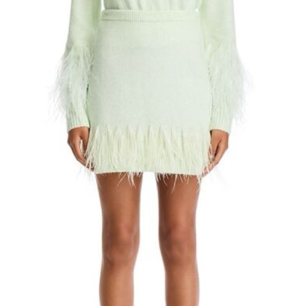 Cinq à Sept Briana Feather Trim Mini Skirt NWT